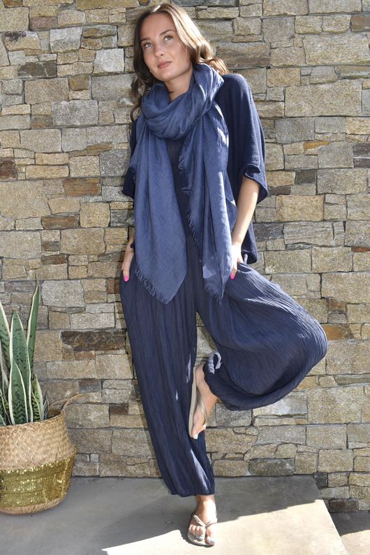 Cyril Crinkle Balloon Pant Navy